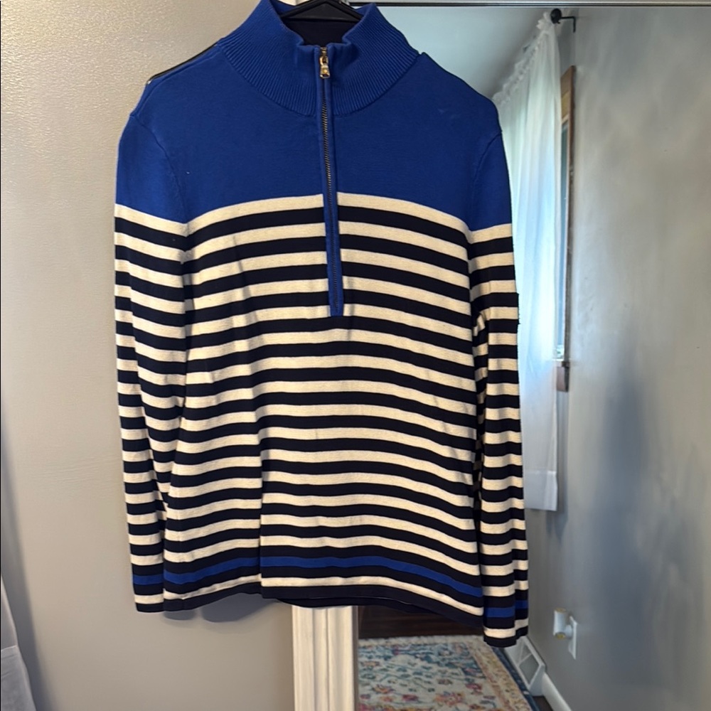 RALP LAUREN Blue and White Striped Women’s  Sweater